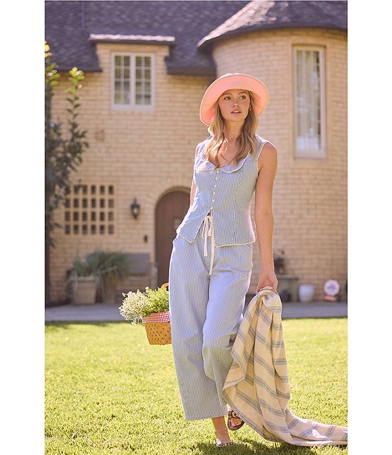 Blue Pinstripe Barrel Jean
