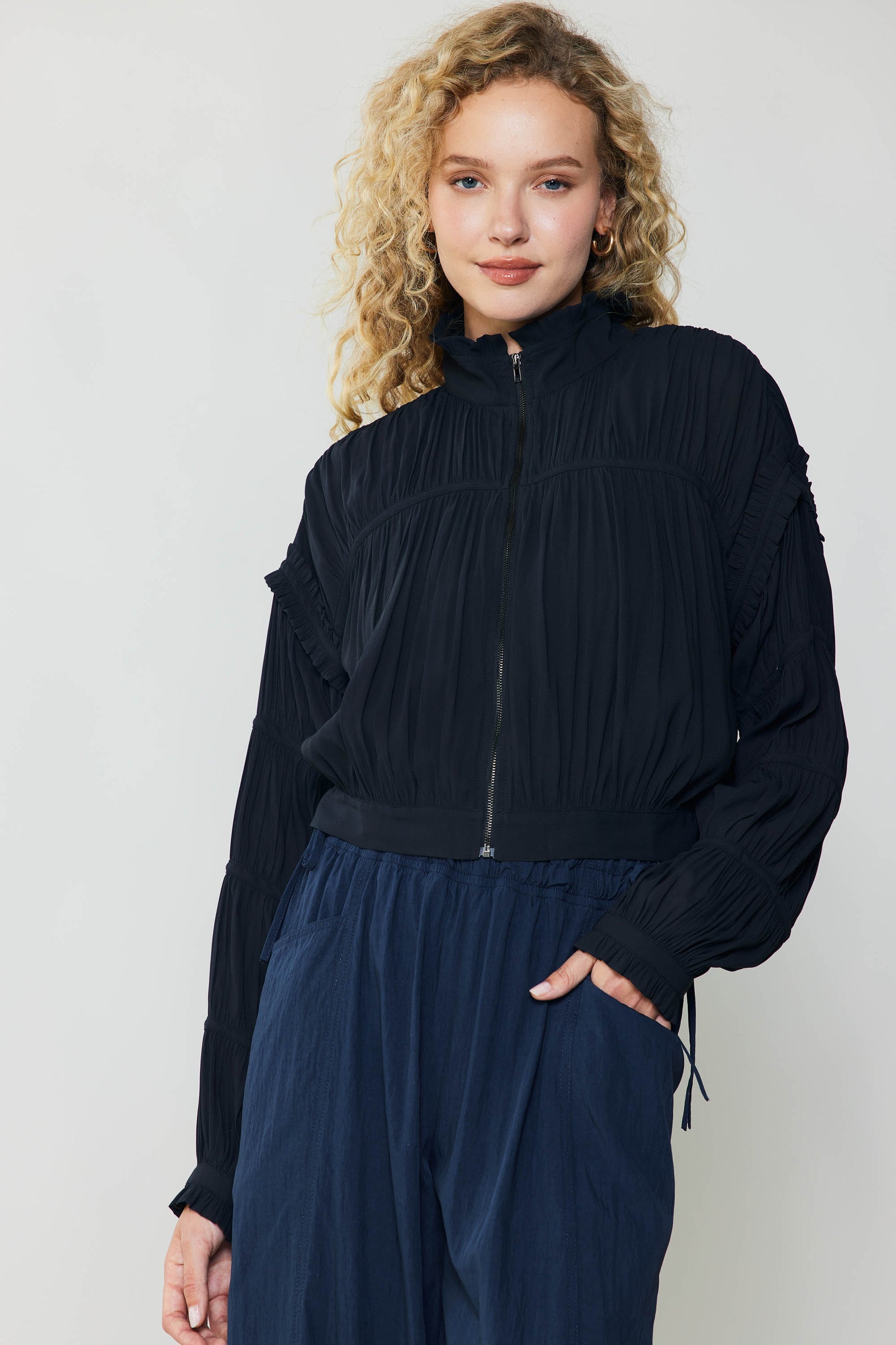 Shirred Sleeve Jacket by Current Air