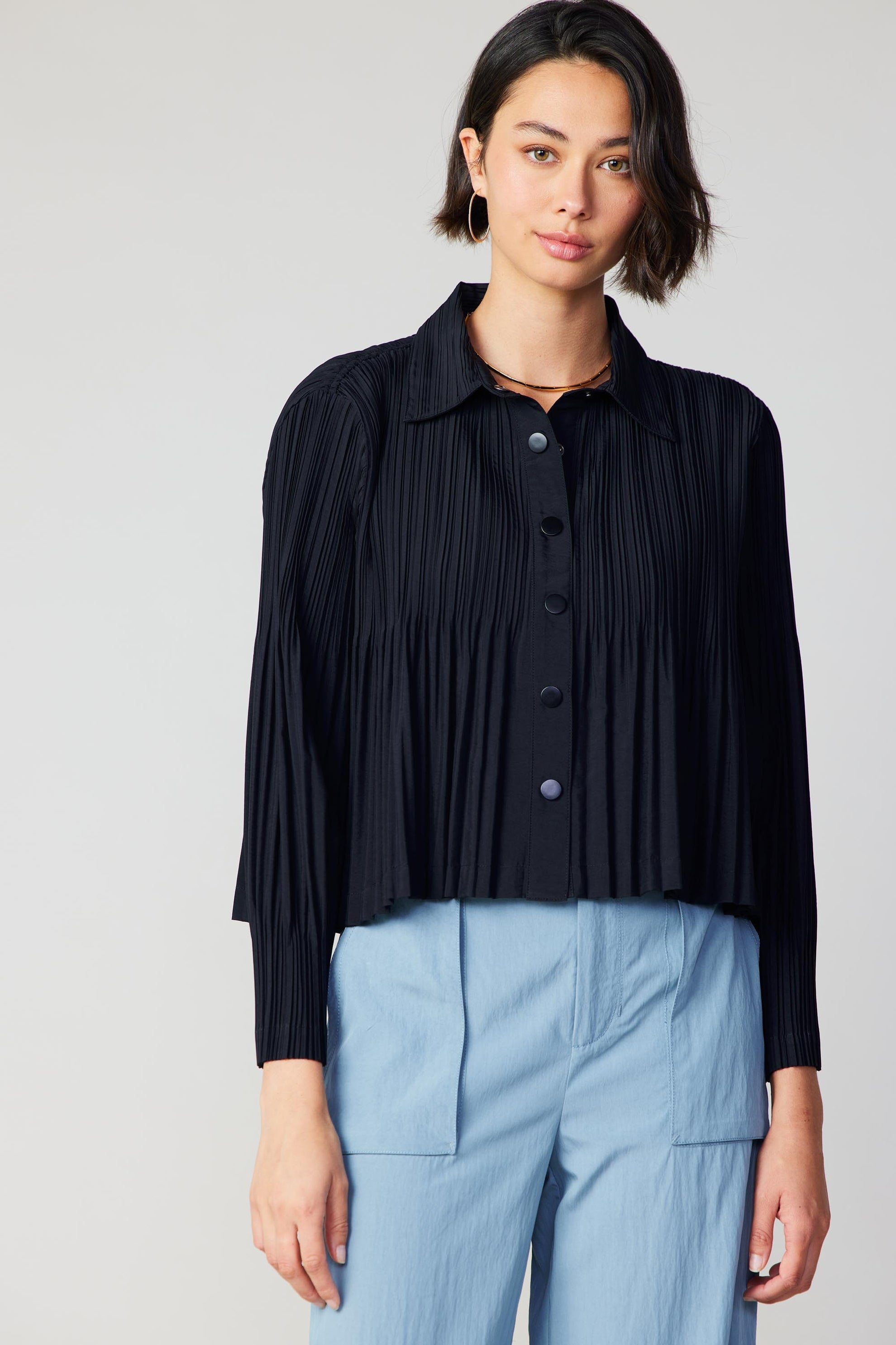 Button Down Pleated Top - FINAL SALE