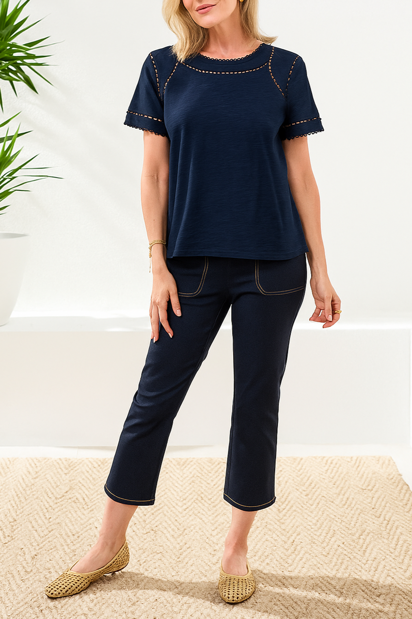 Claudette Lace Detail Top by Tribal