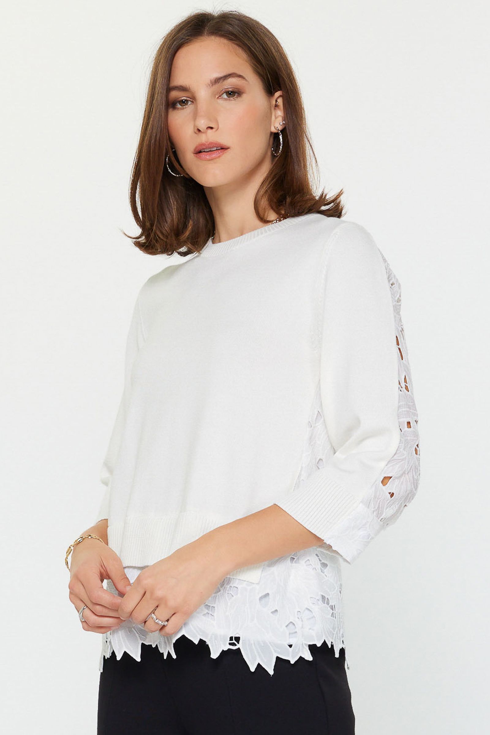Lace Trim Sweater by Current Air