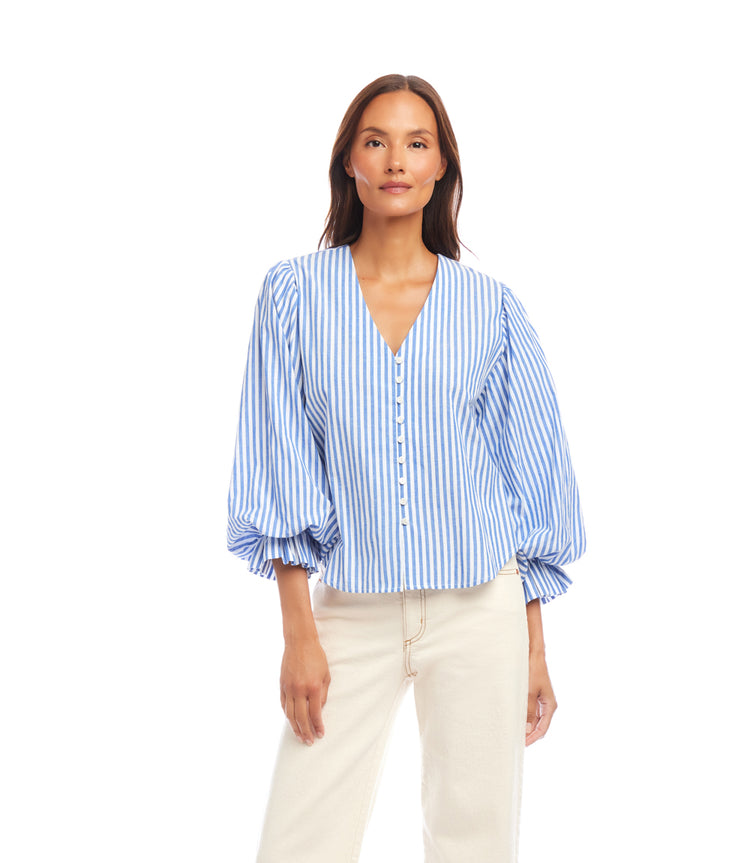 Balloon Sleeve Stripe Blouse - FINAL SALE