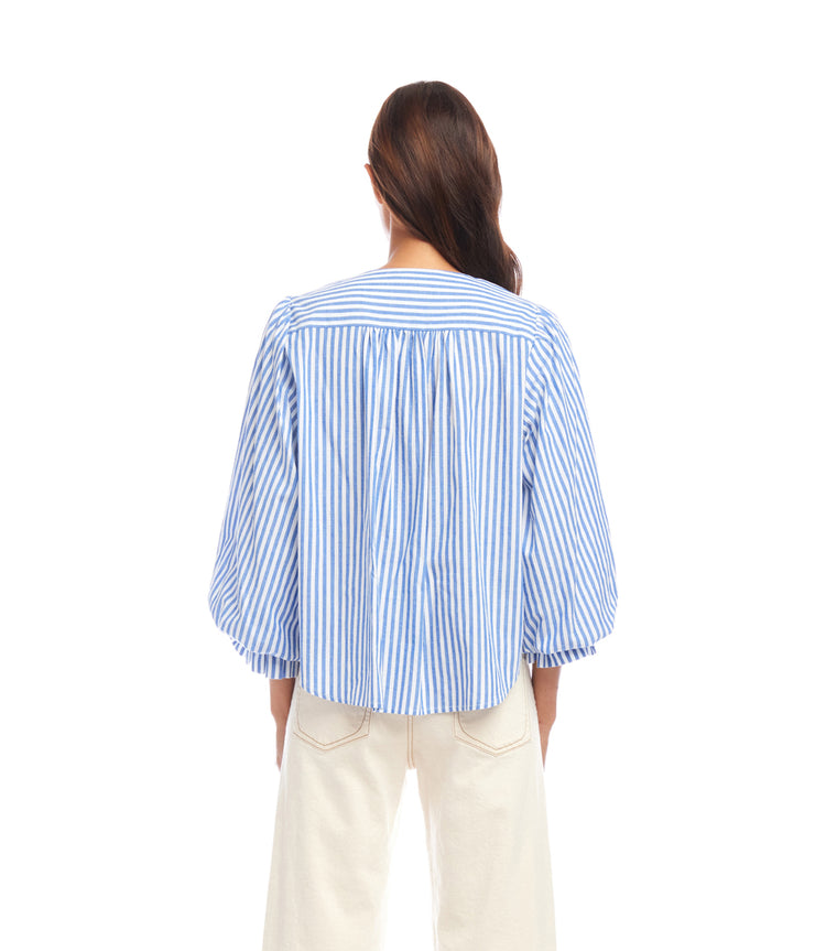 Balloon Sleeve Stripe Blouse - FINAL SALE