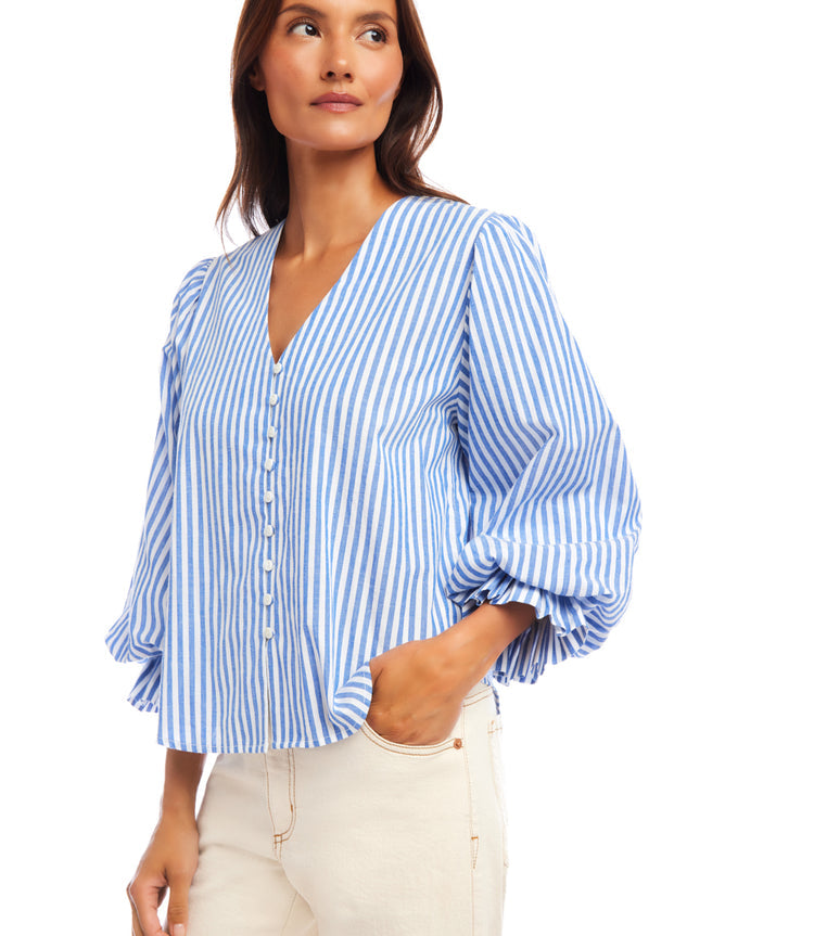 Balloon Sleeve Stripe Blouse - FINAL SALE