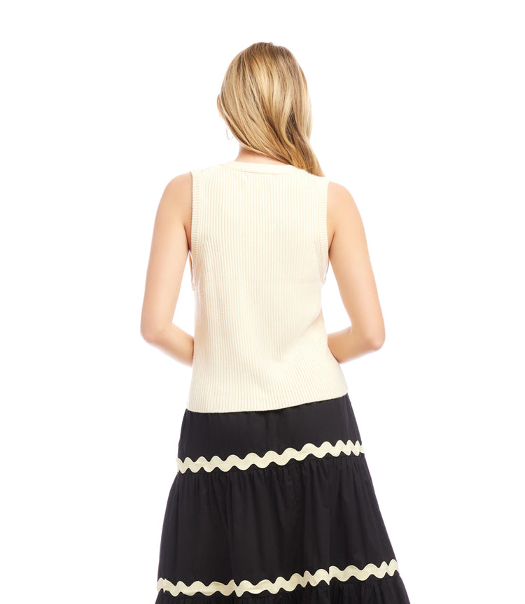 Ribbed Sweater Vest by Karen Kane
