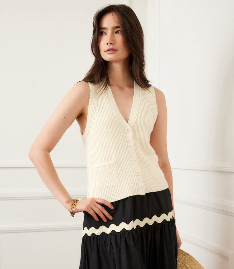 Ribbed Sweater Vest by Karen Kane