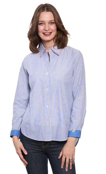 Chesapeake Button Front Blouse with Turtle Back