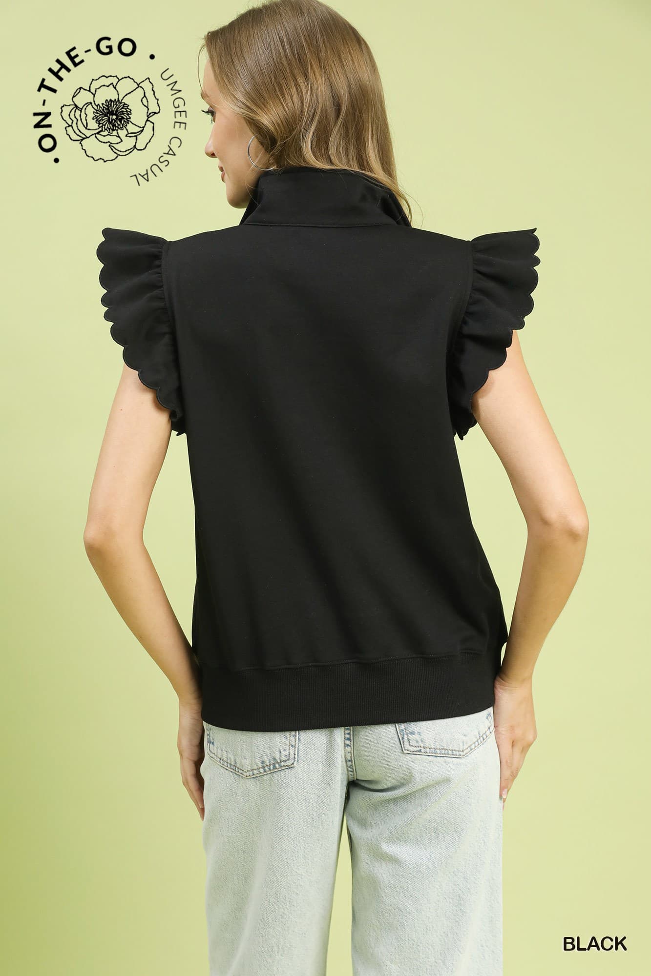 Ruffled Zip Up Sweatshirt by Umgee