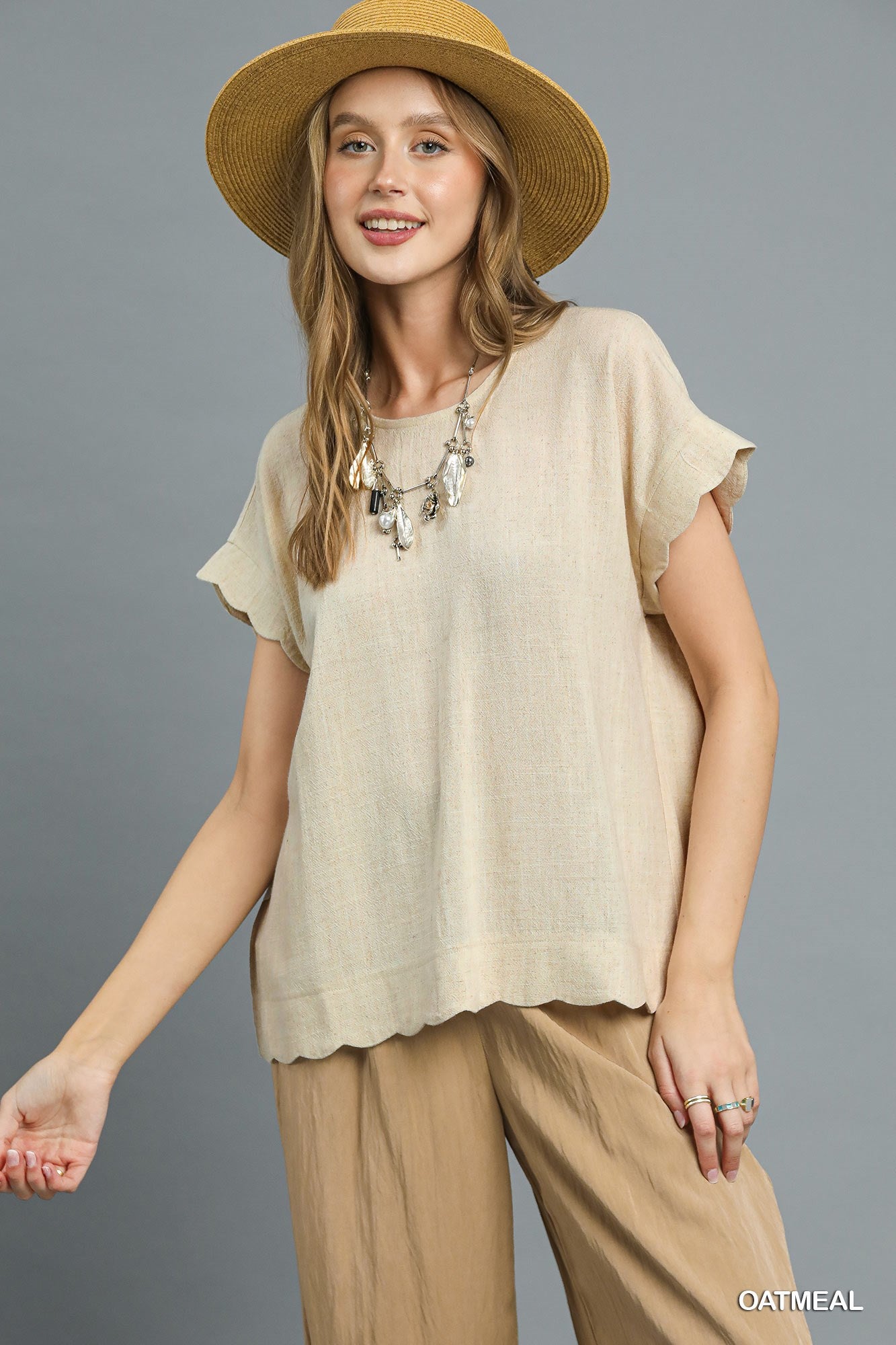 Scallop Hem Linen Top - FINAL SALE