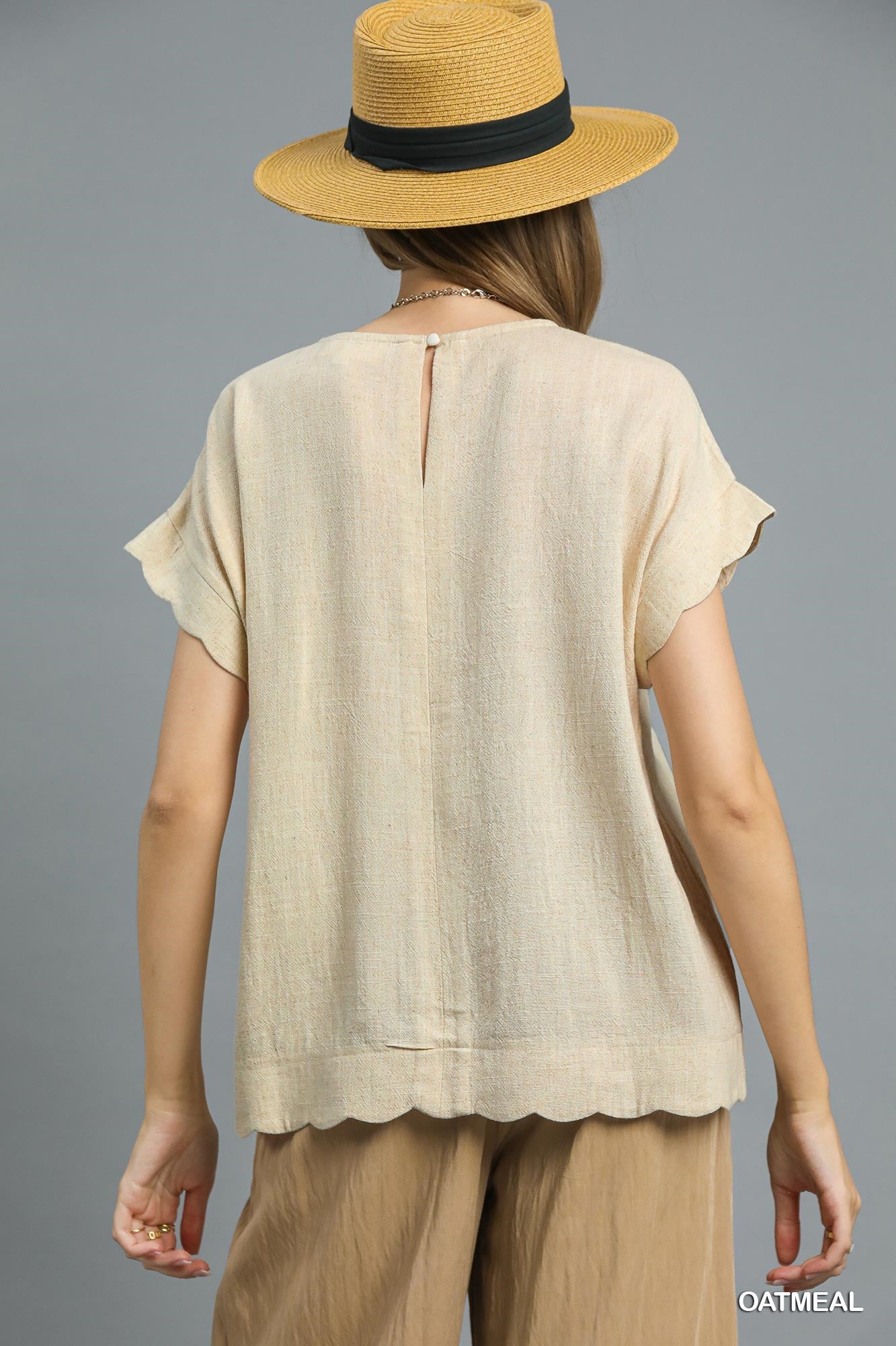 Scallop Hem Linen Top - FINAL SALE