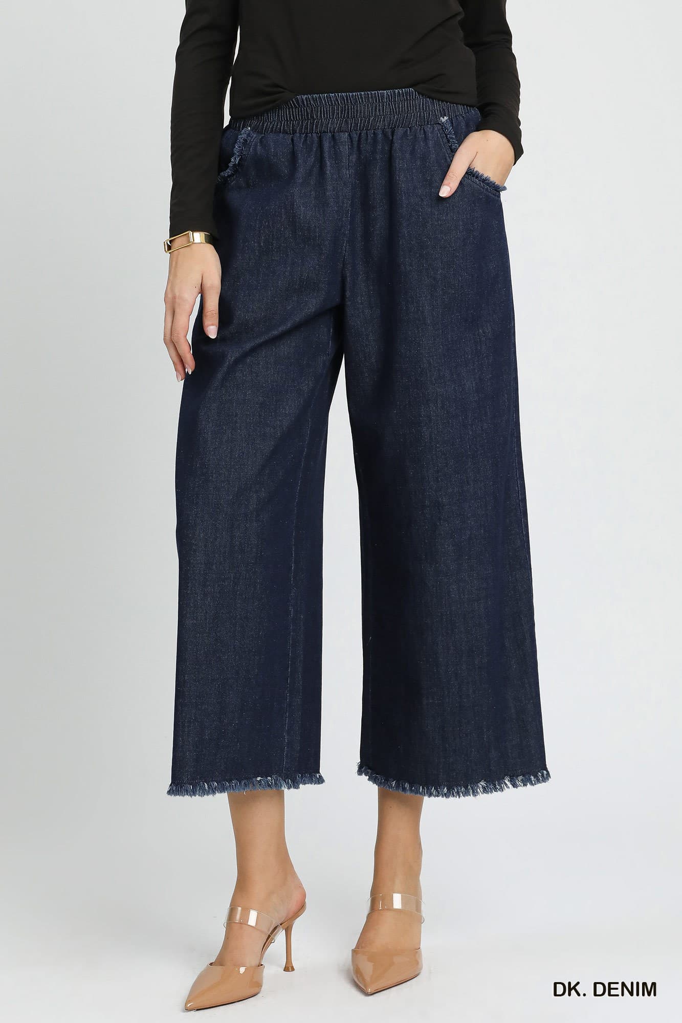 Washed Denim Wide Leg Pant