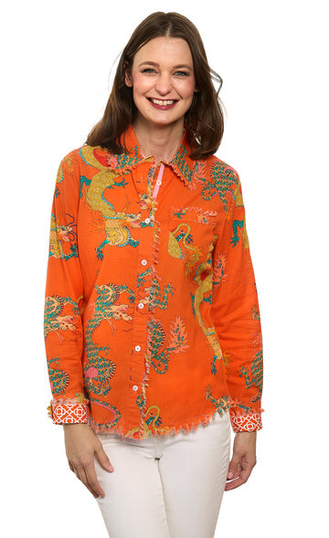 Cape Cod Dragon Blouse in Orange