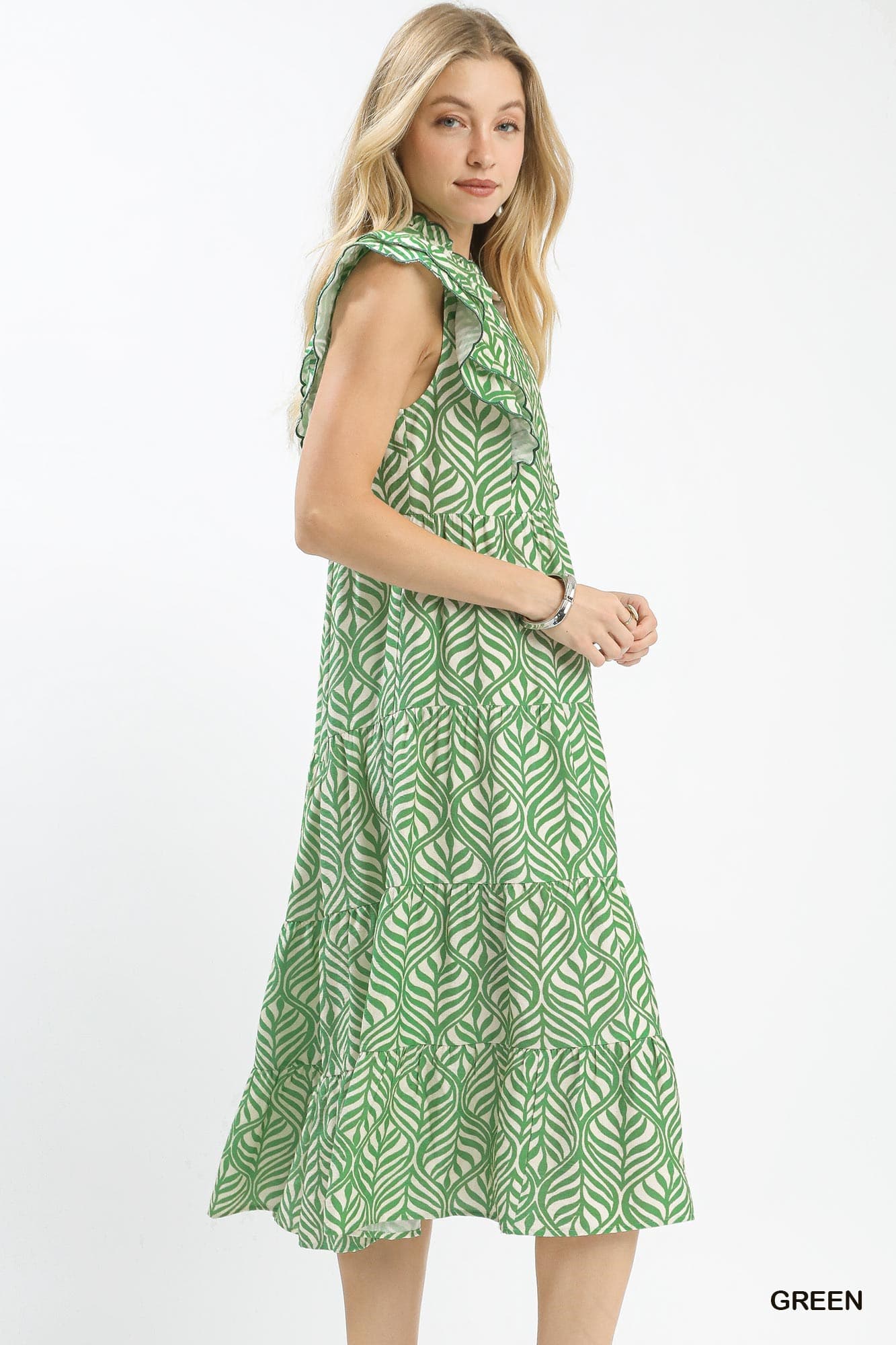 Leaf Print Casual Maxi Dress
