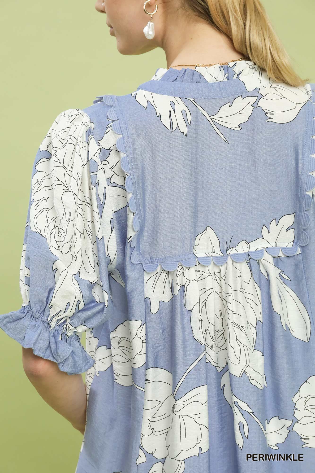 Delilah Scallop Floral Blouse