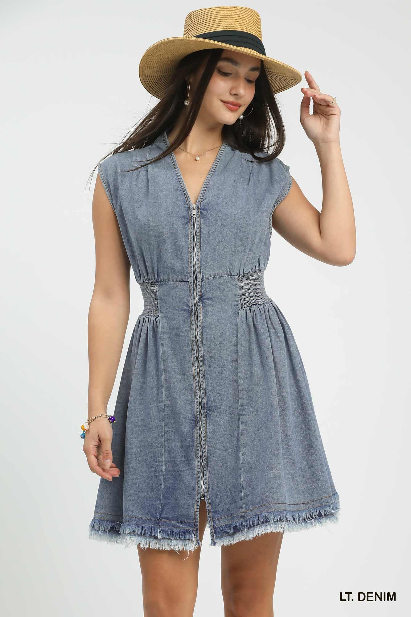 Nora Denim Zip Front Dress