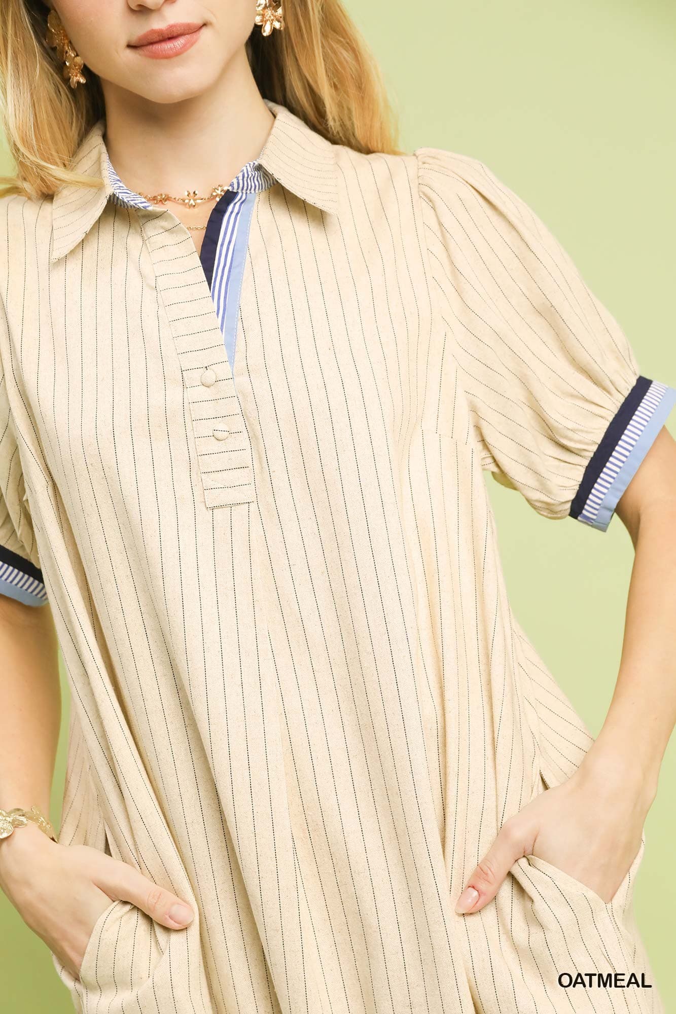 Linen Stripe Polo Dress
