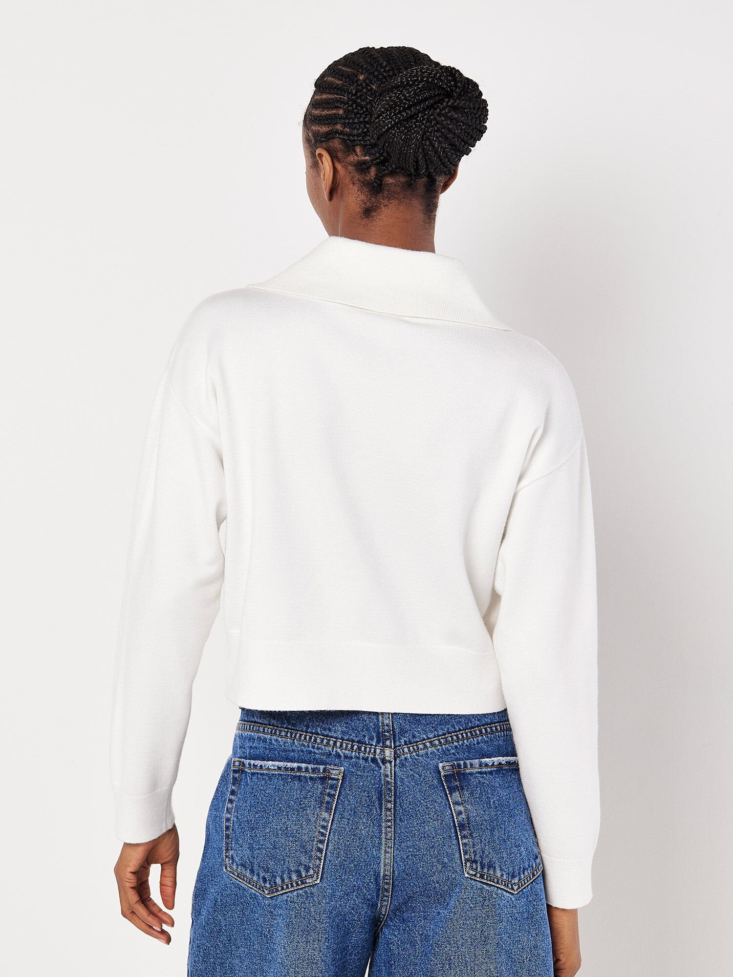 Faith Zip Collar Cropped Sweater
