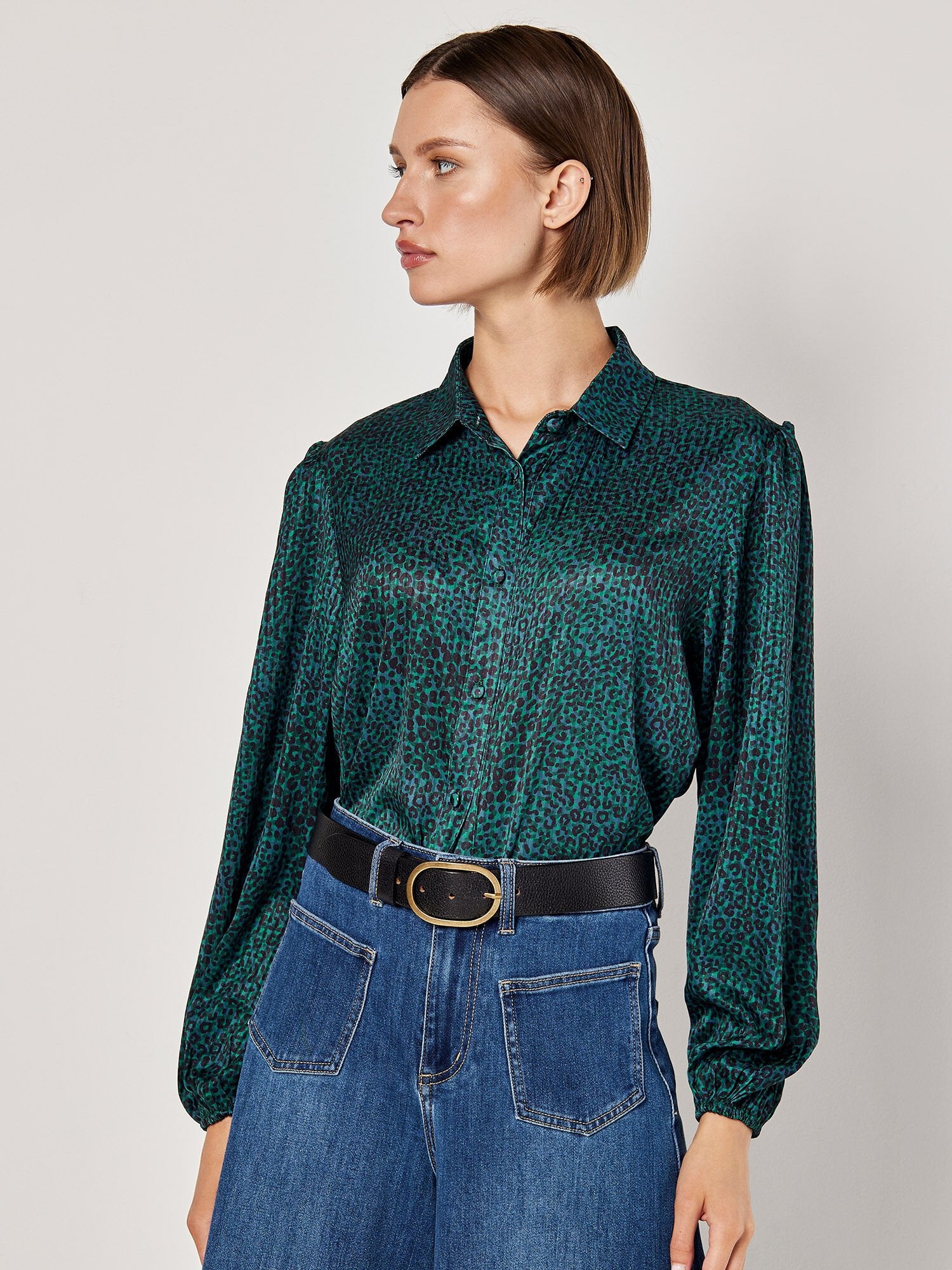 Animal Print Satin Blouse