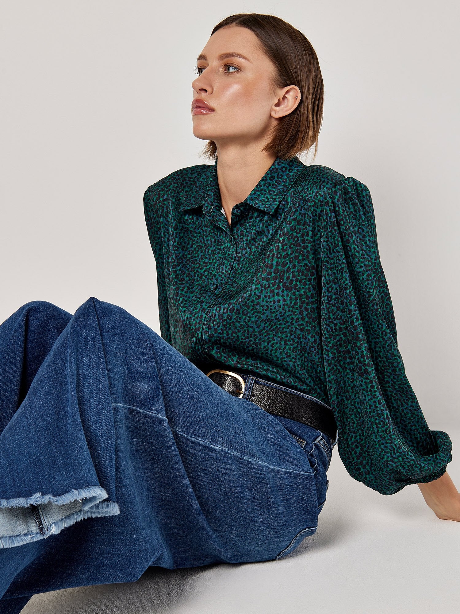 Animal Print Satin Blouse