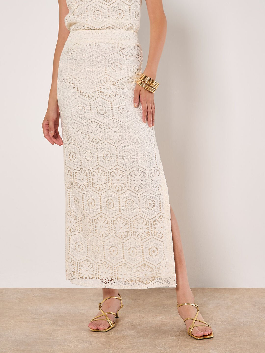 Apricot Crochet Lace Maxi Skirt - FINAL SALE