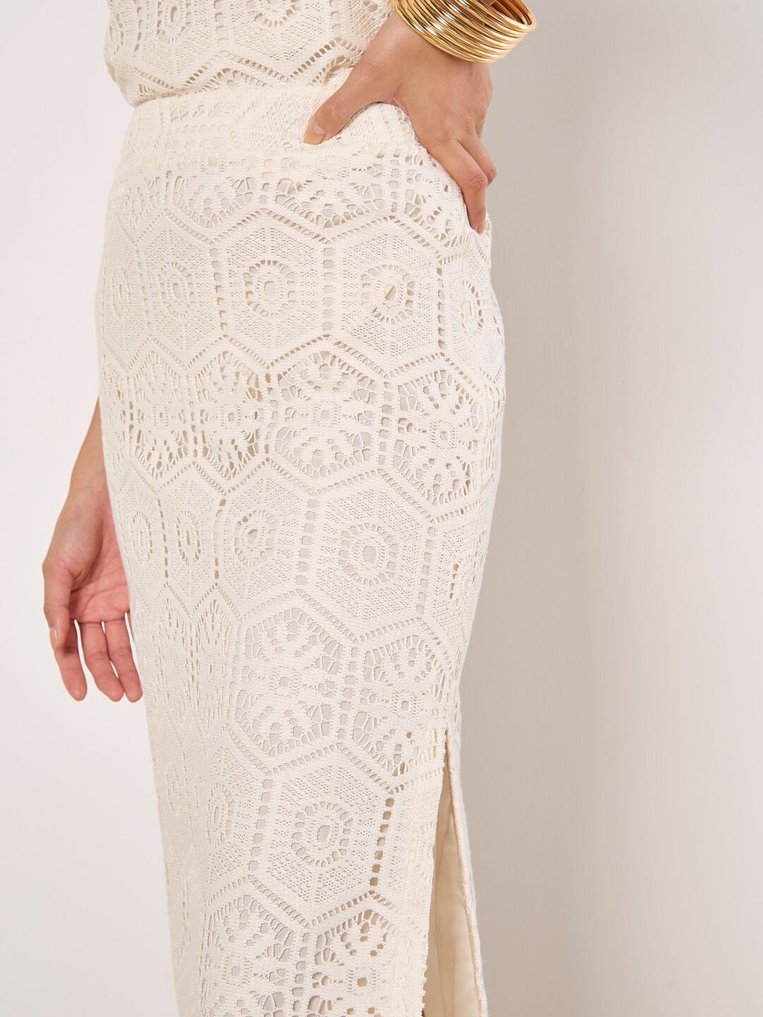 Apricot Crochet Lace Maxi Skirt - FINAL SALE