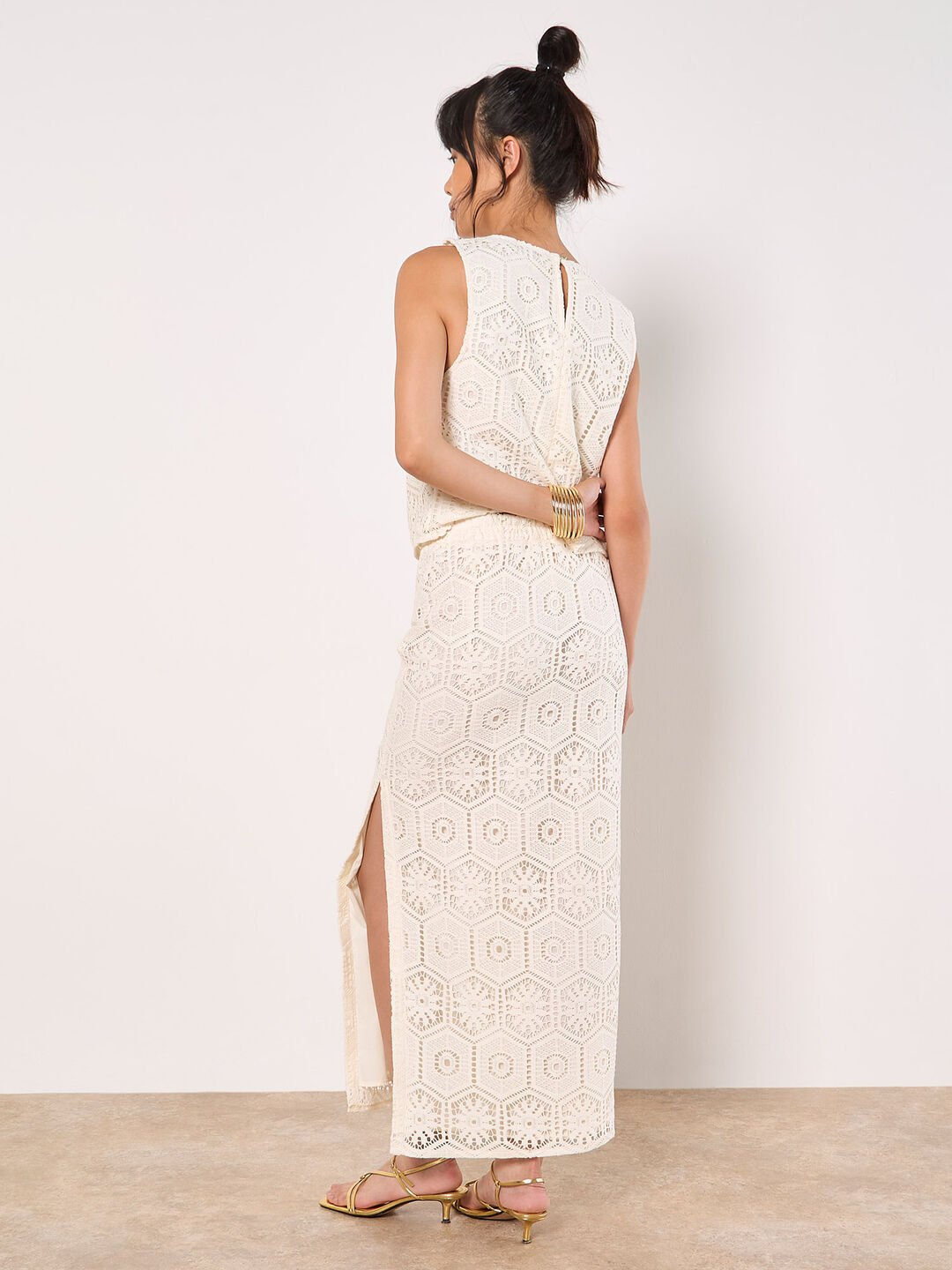 Apricot Crochet Lace Maxi Skirt - FINAL SALE