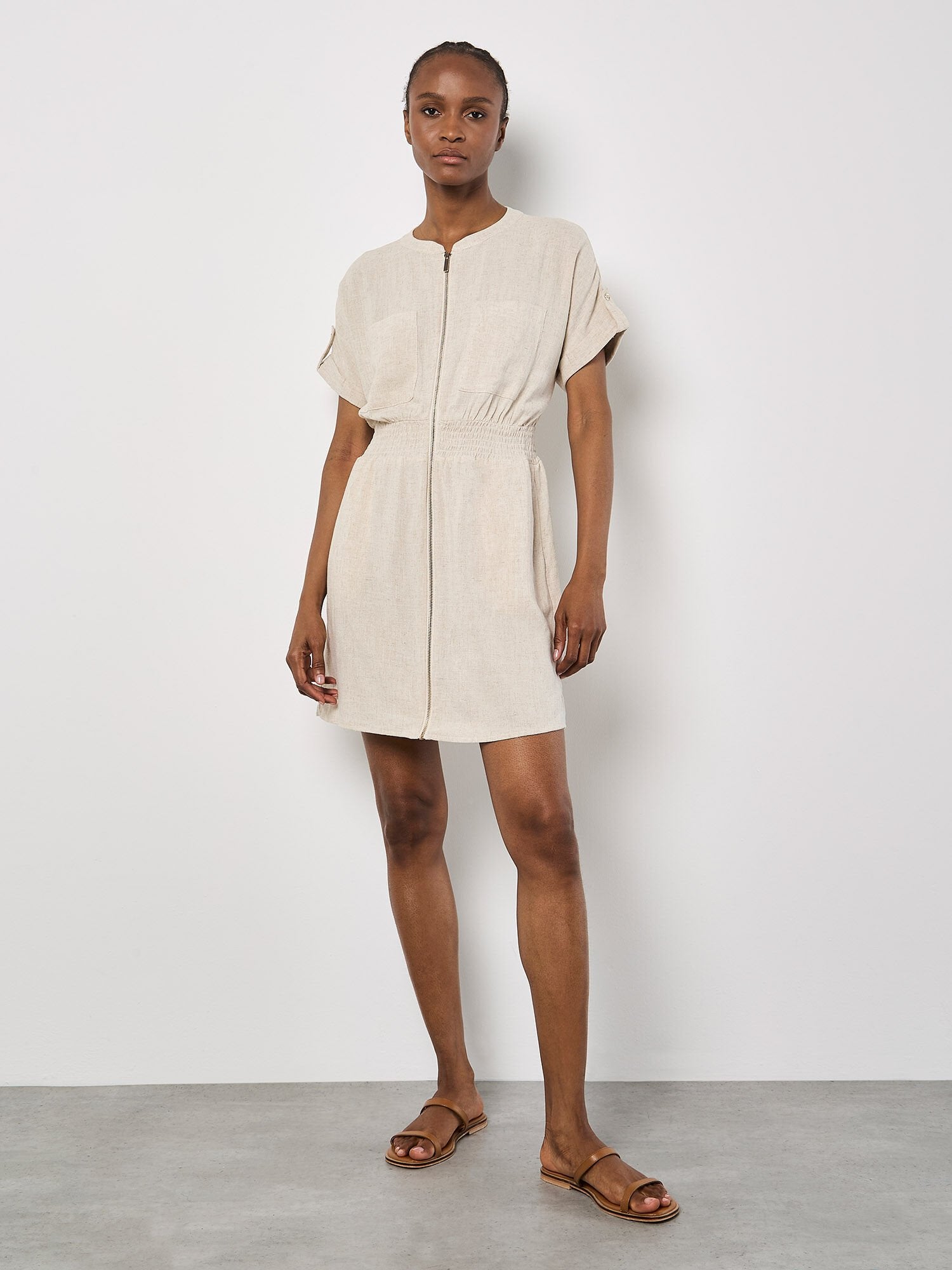 Linen Zip Front Dress