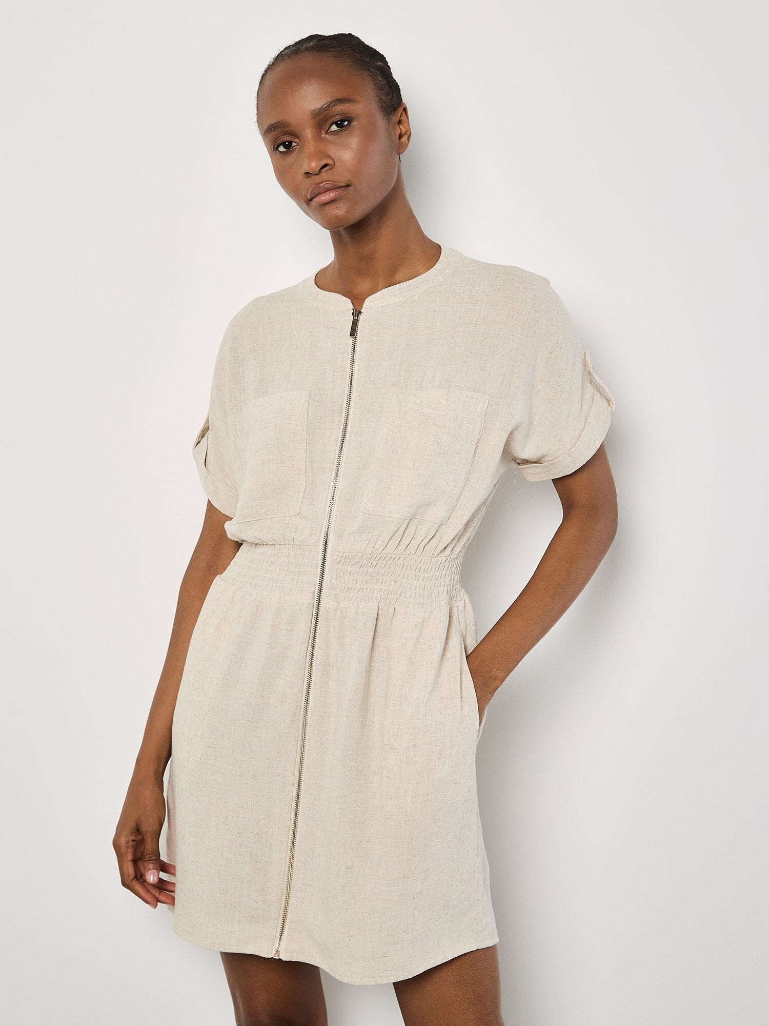Linen Zip Front Dress