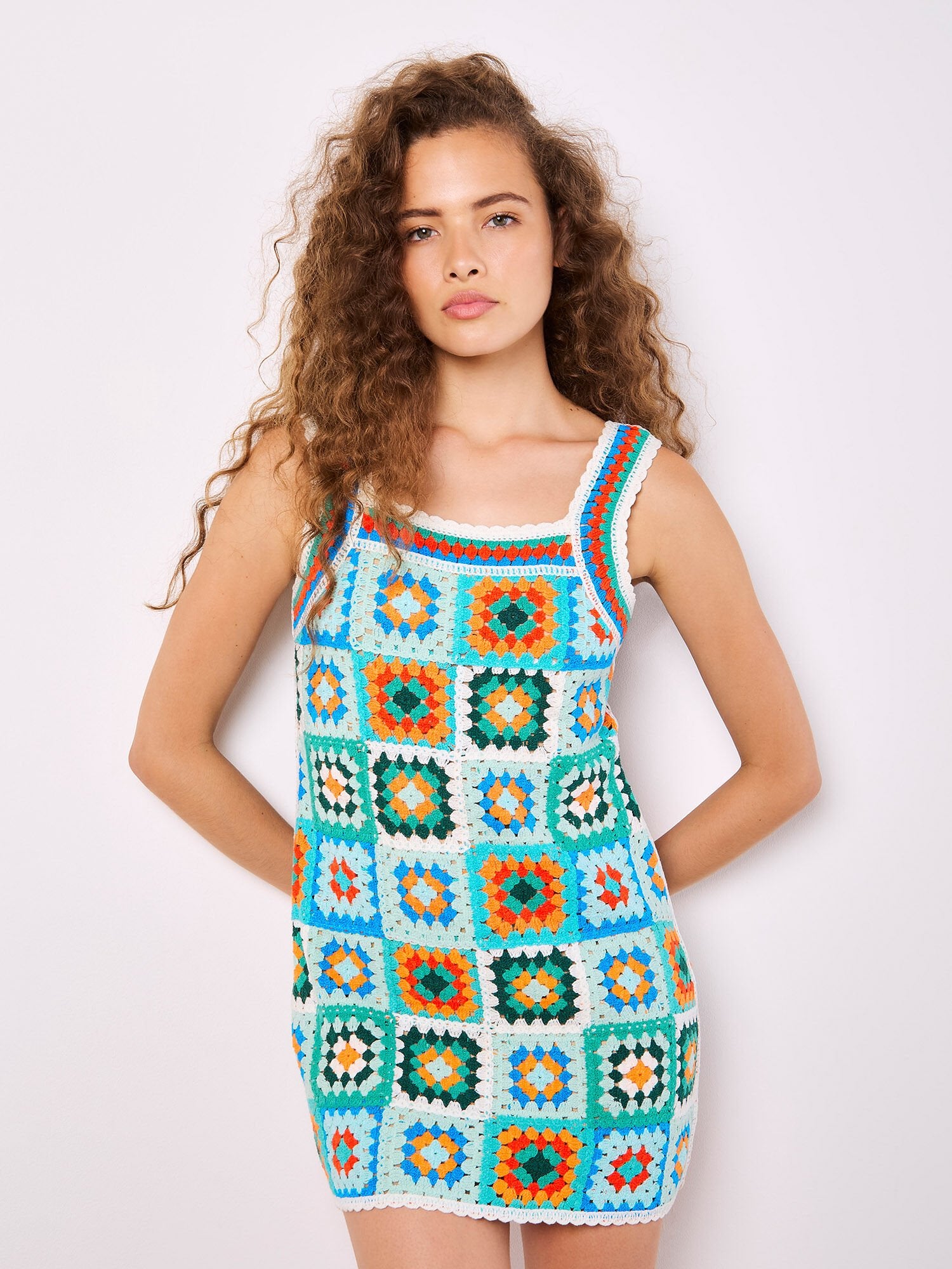 Crochet Squares Midi Dress by Apricot