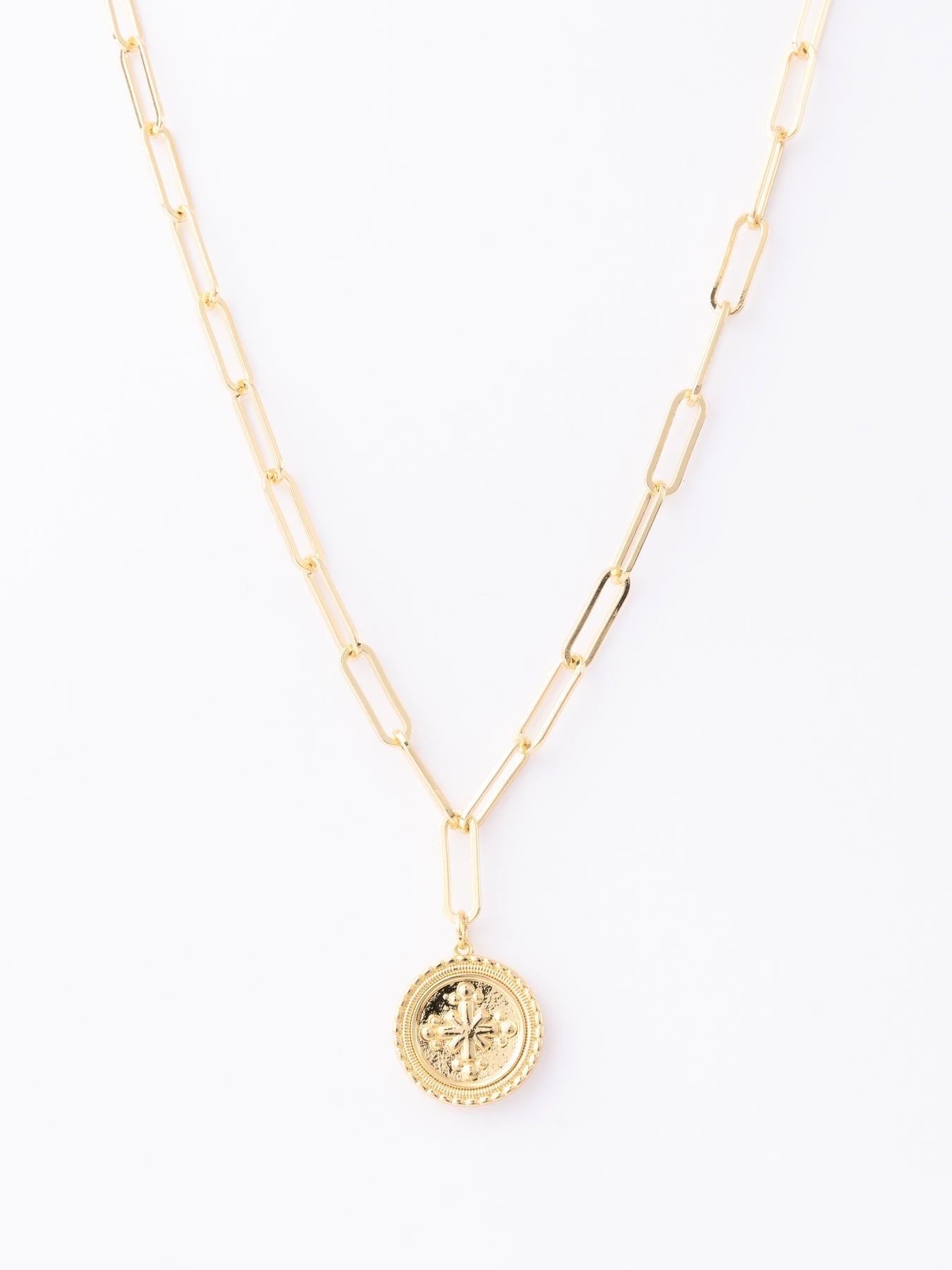 Gold Paperclip Pendant Necklace - Lisa