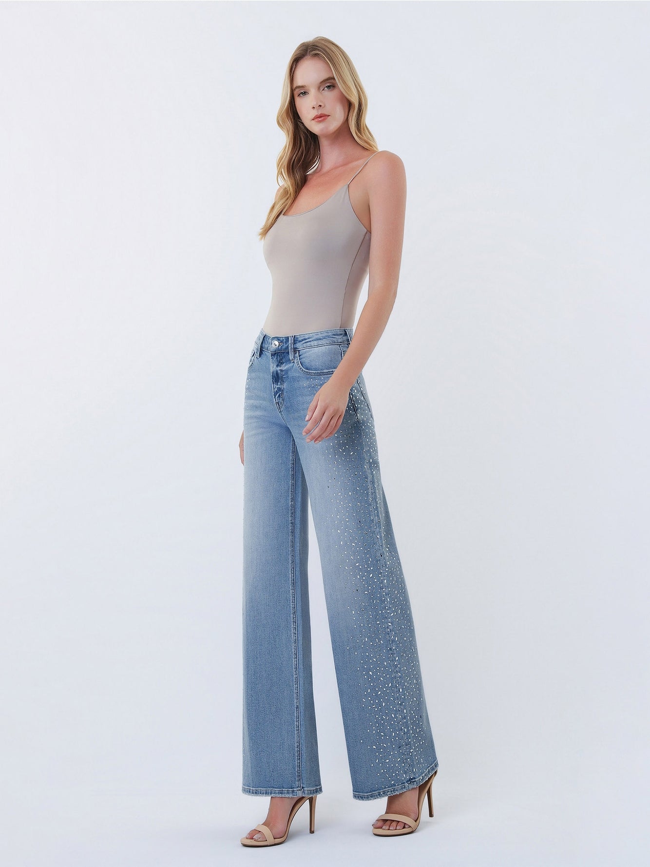 Jazmin Rhinestone Wide Leg Denim