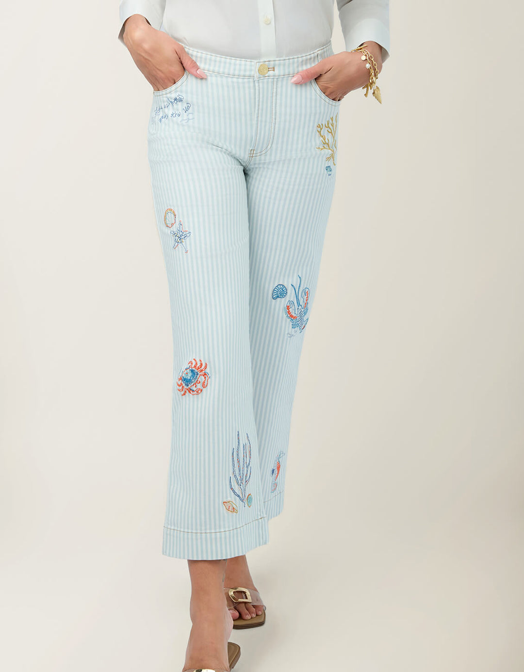 Spartina Striped Mable Wide Leg Jean