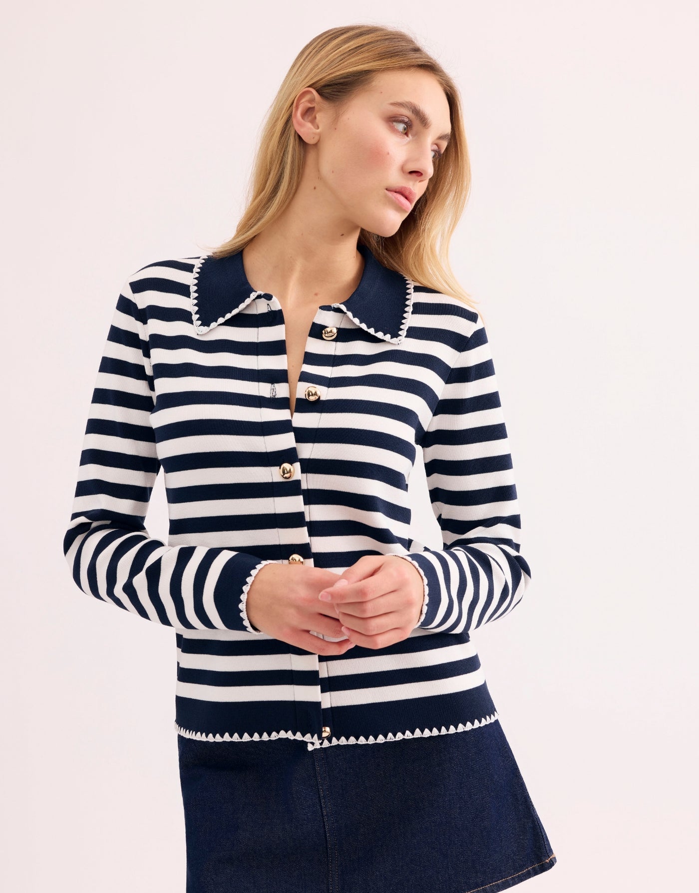 Striped Sailor Sweater Cardigan