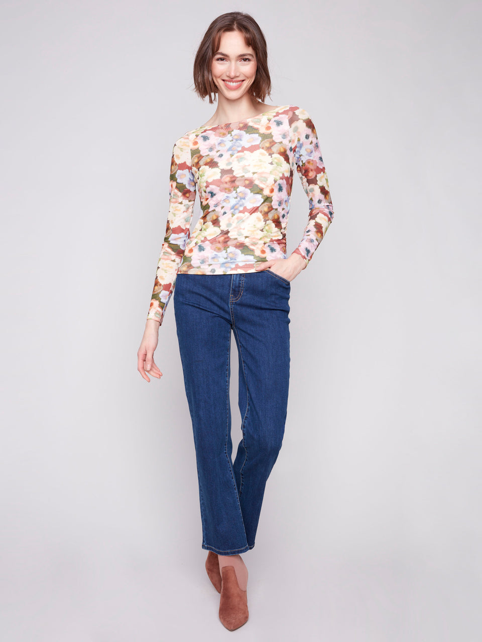 Lined Mesh Botanical Top