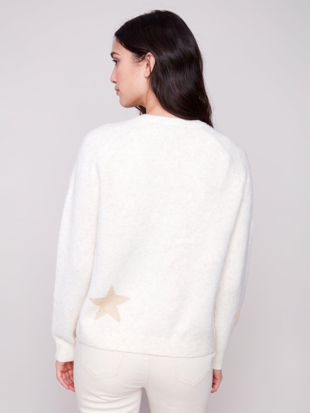 Charlie B Metallic Star Sweater in Gold