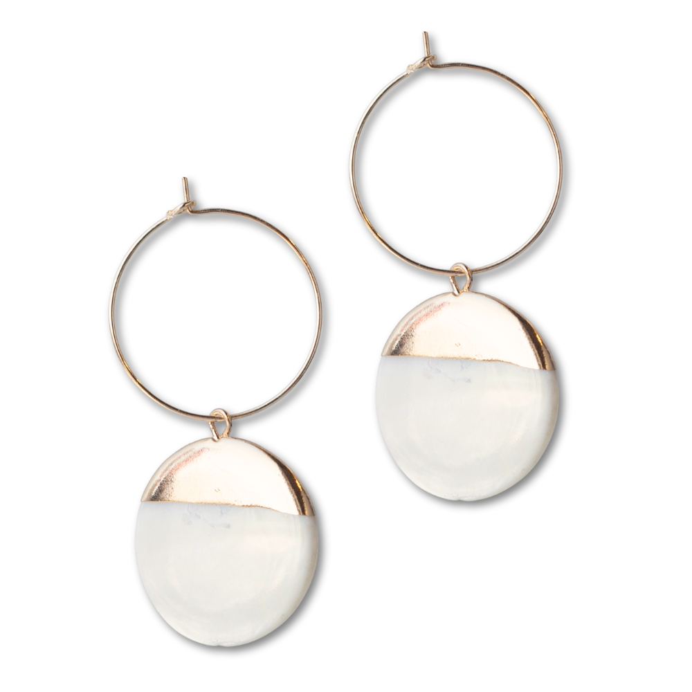 Mother of Pearl Dipped Hoop Earrings