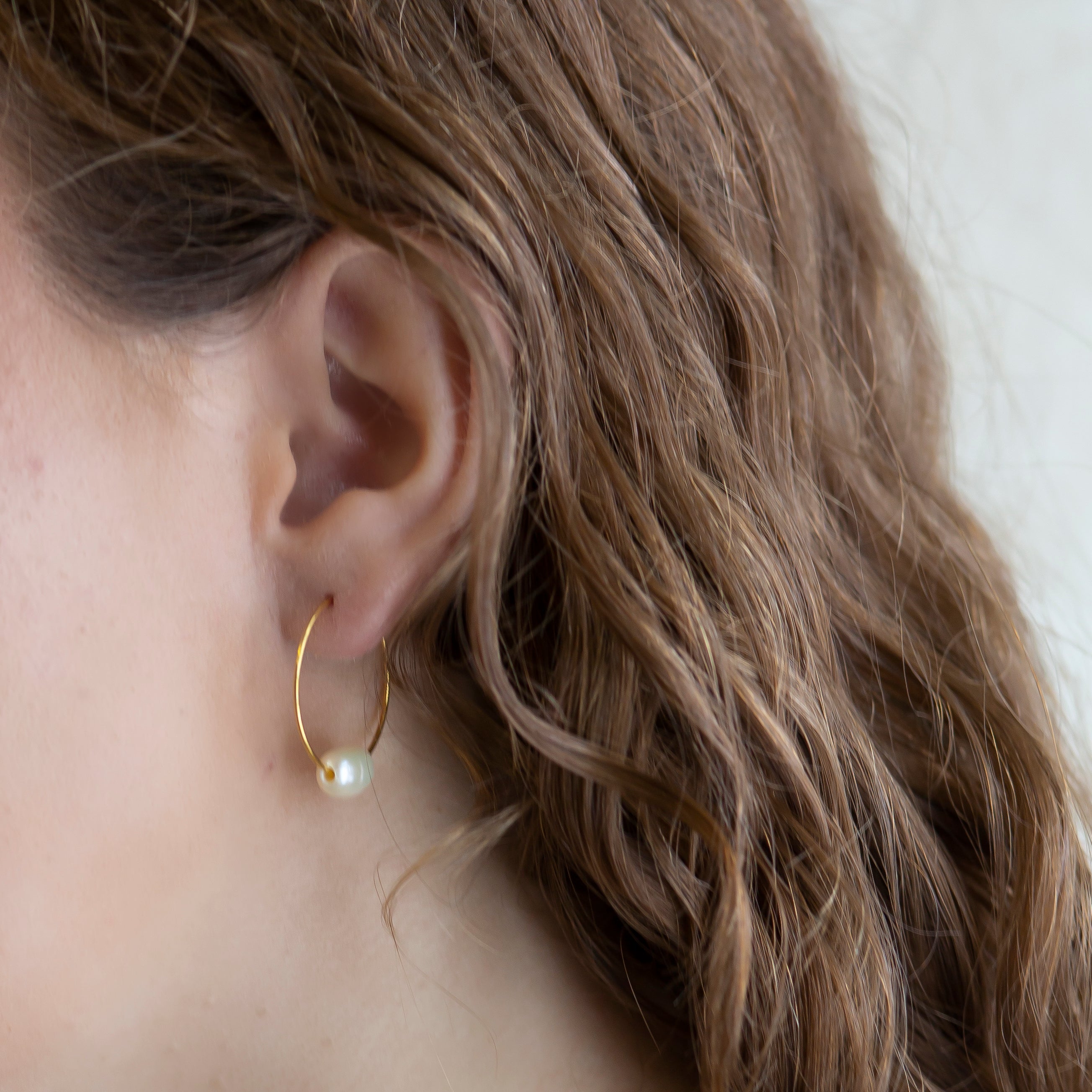 Pearl Gold Hoop Earrings