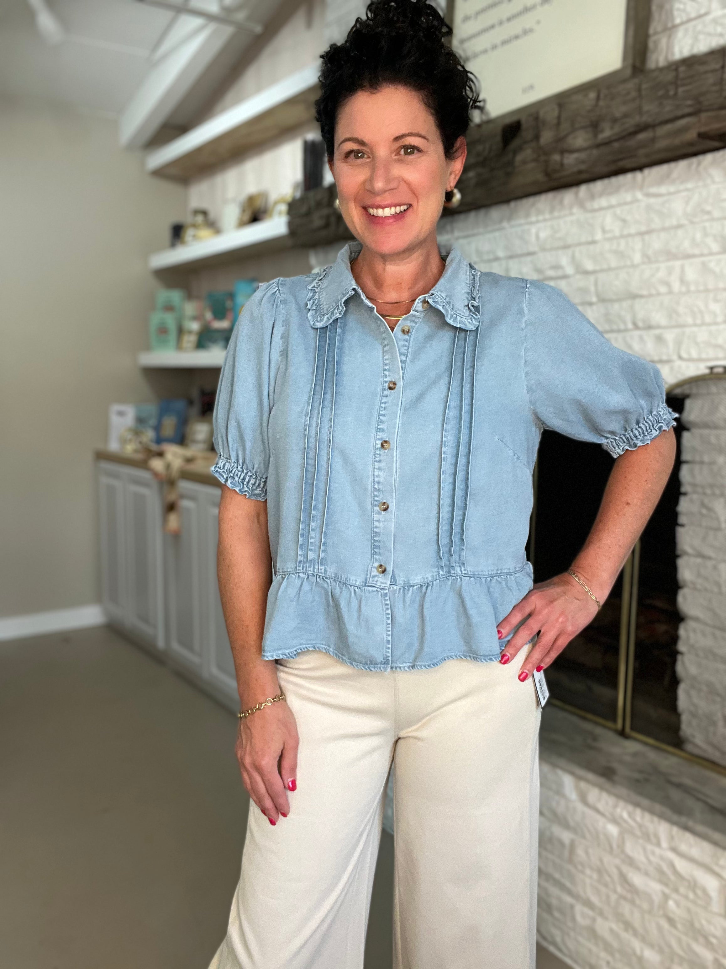 Ruffle Tencel Blouse