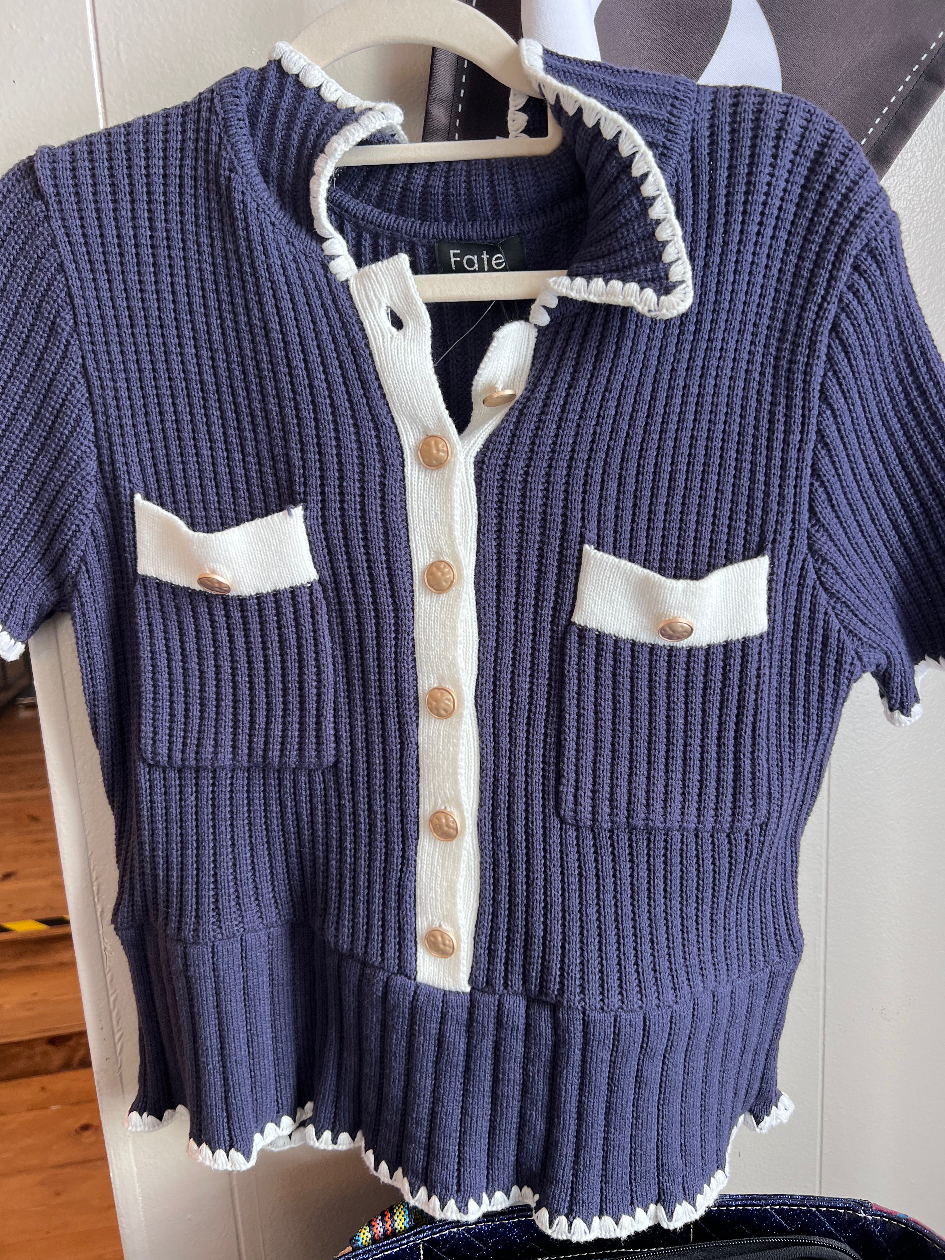 Collared Sweater in Navy