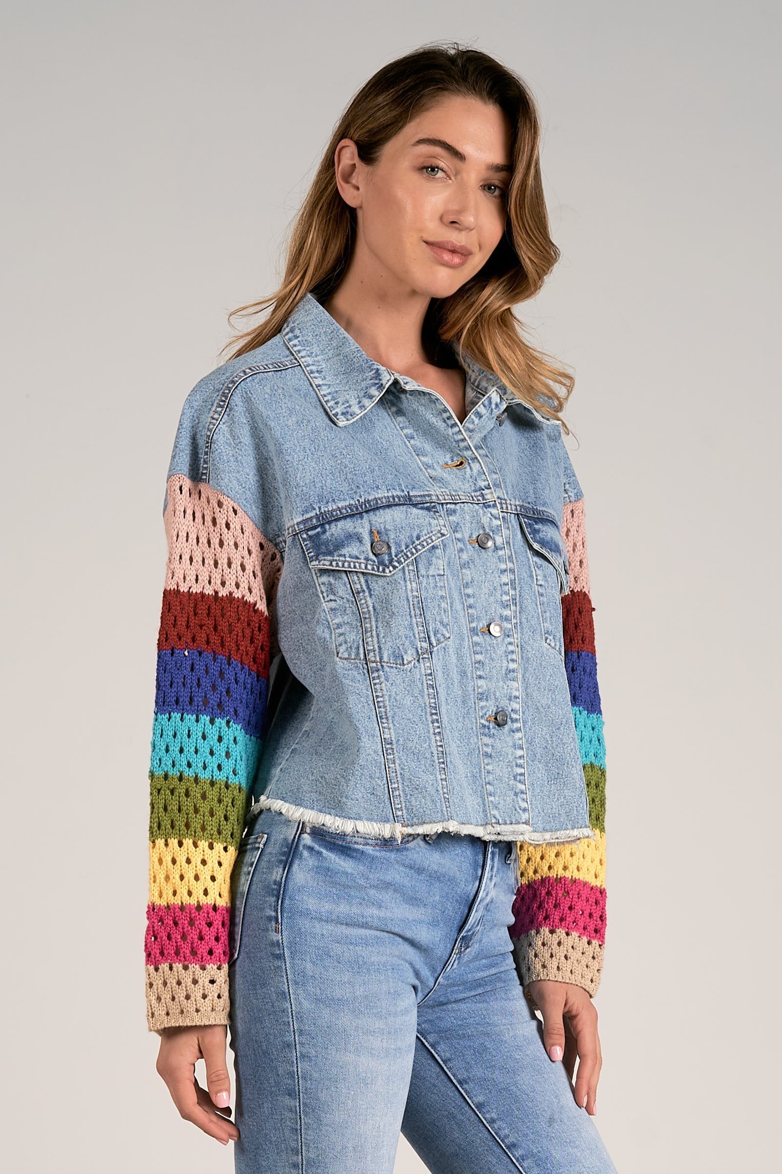 Faye Crochet Denim Jacket by Elan