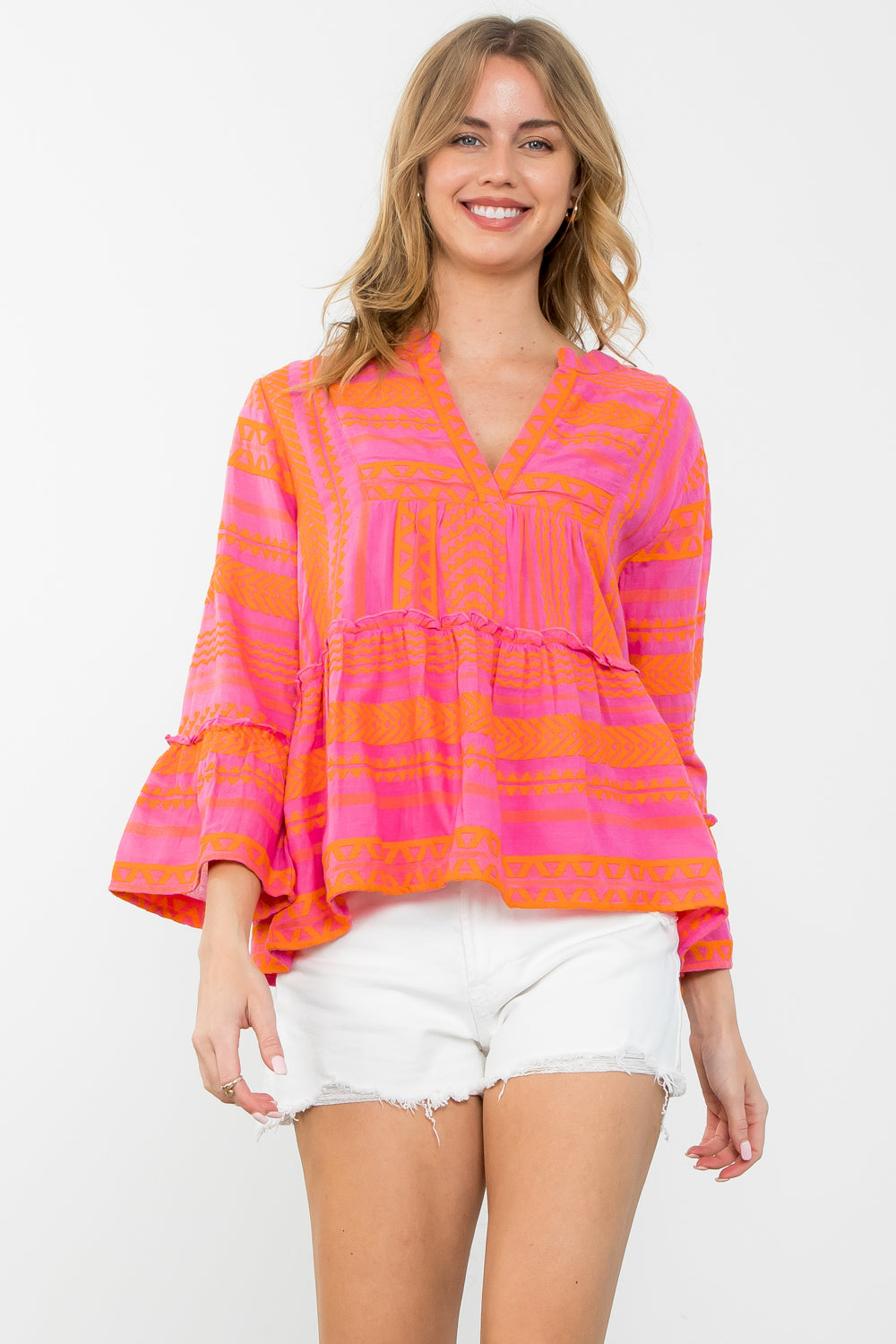 THML Long Sleeve Geometric Top