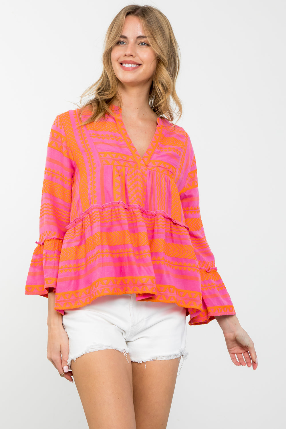 THML Long Sleeve Geometric Top