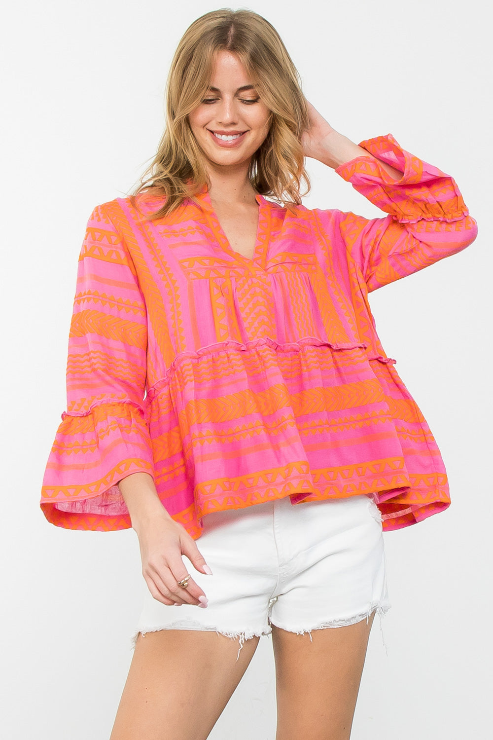 THML Long Sleeve Geometric Top