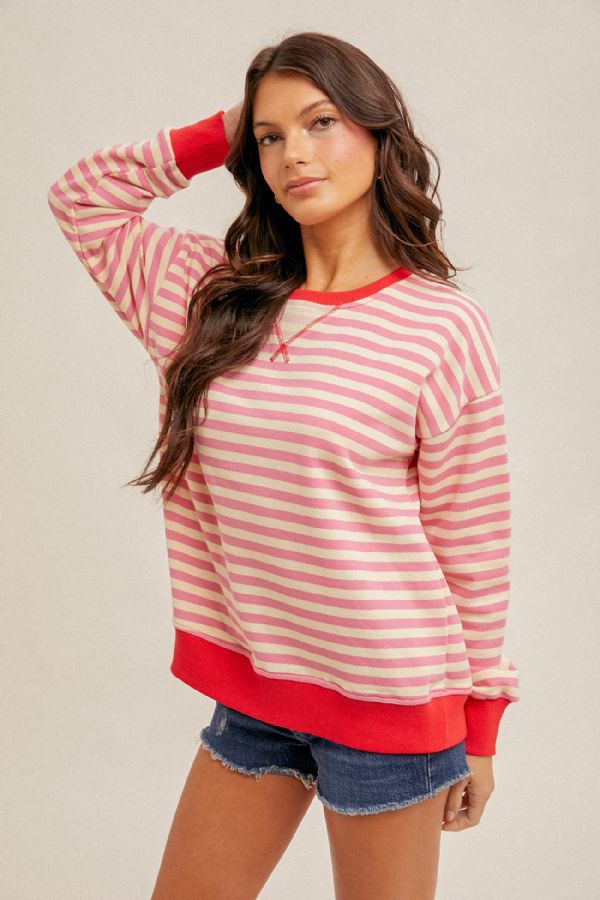 Contrast Stripe Oversize Sweatshirt