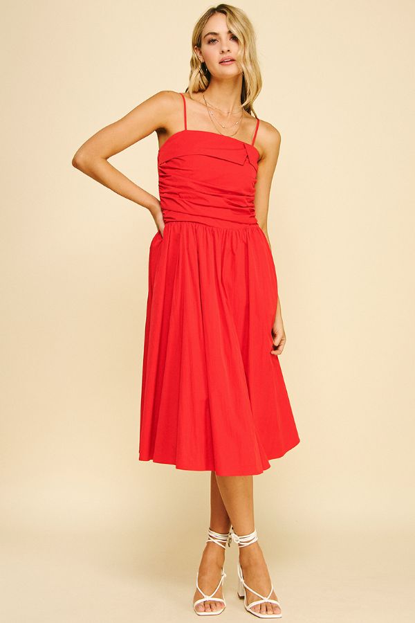 Estelle Red Midi Dress