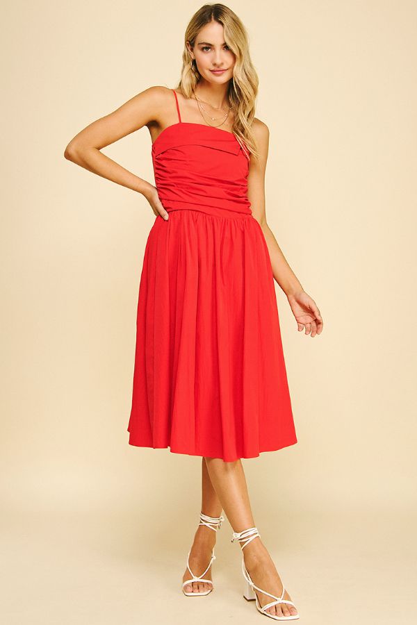 Estelle Red Midi Dress