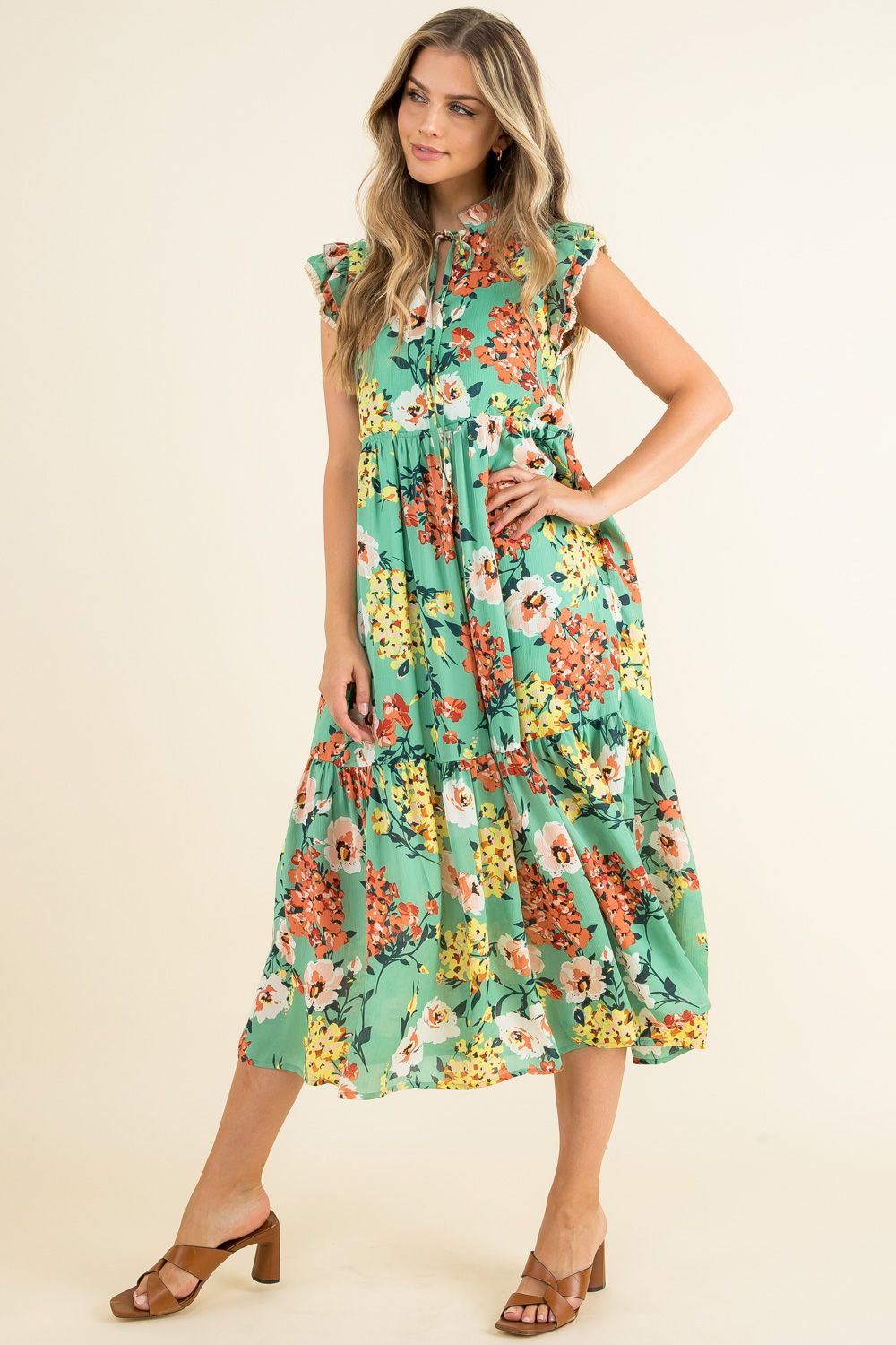 Tiered Floral Maxi Dress by THML