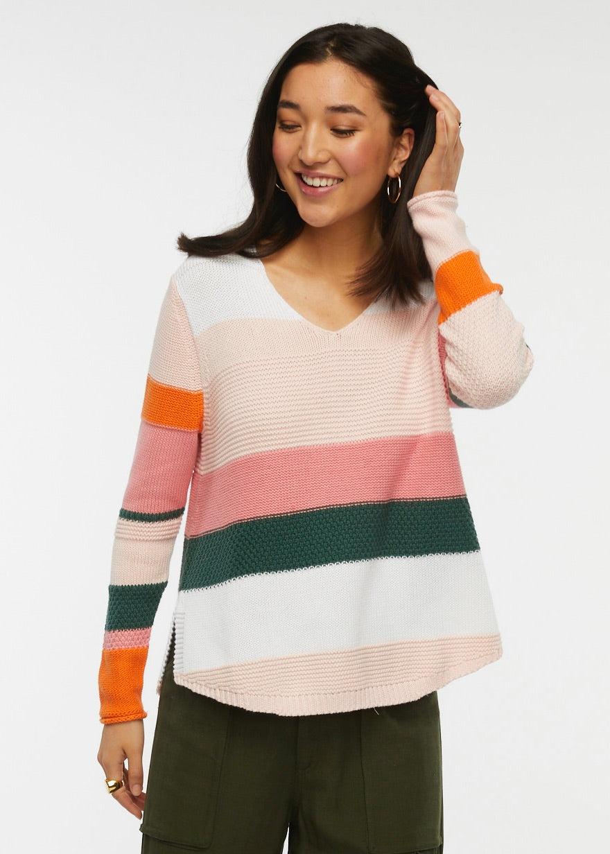 Chunky Cotton V-Neck Sweater