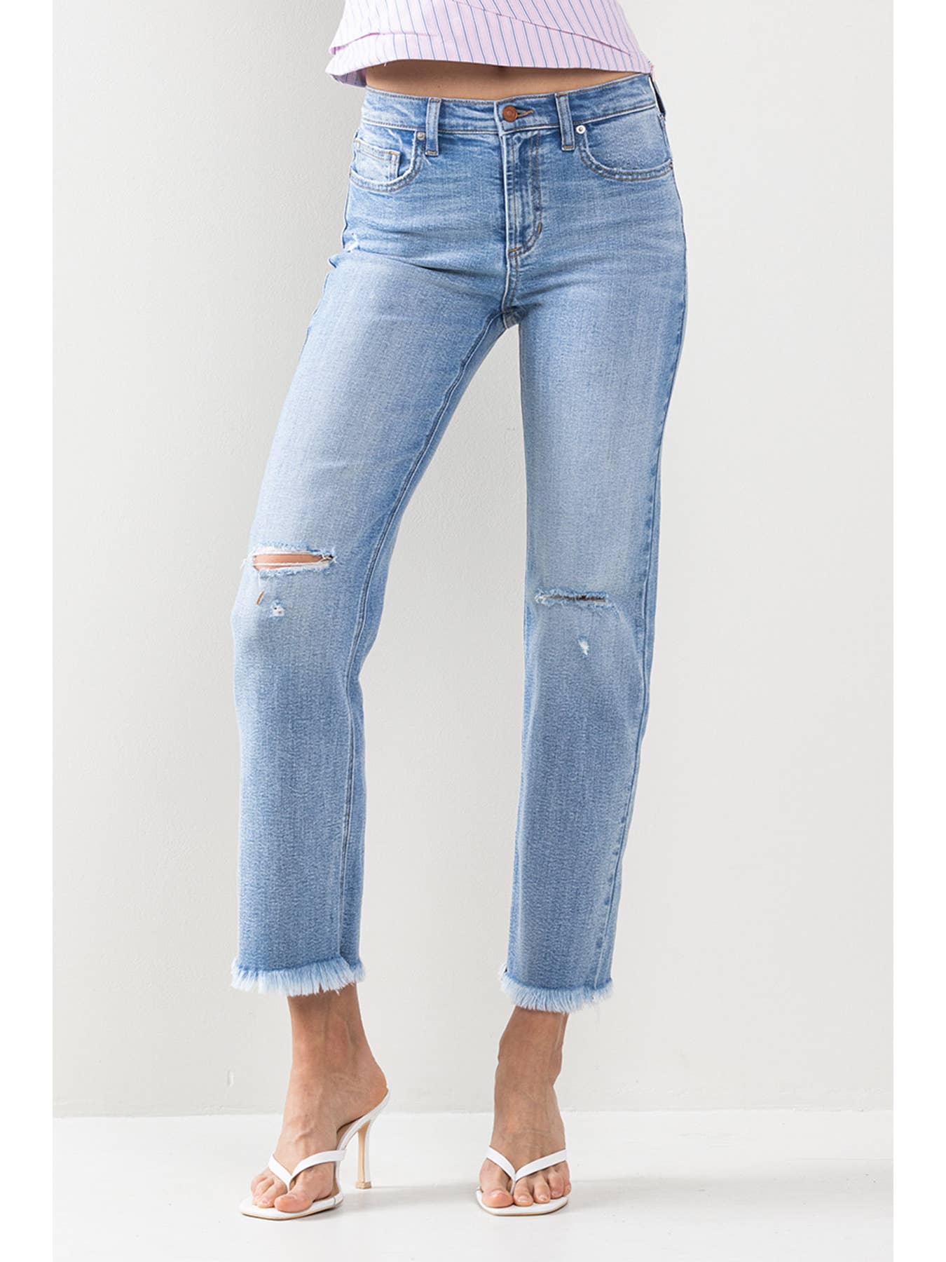 Mid Rise Comfort Stretch Straight Jeans