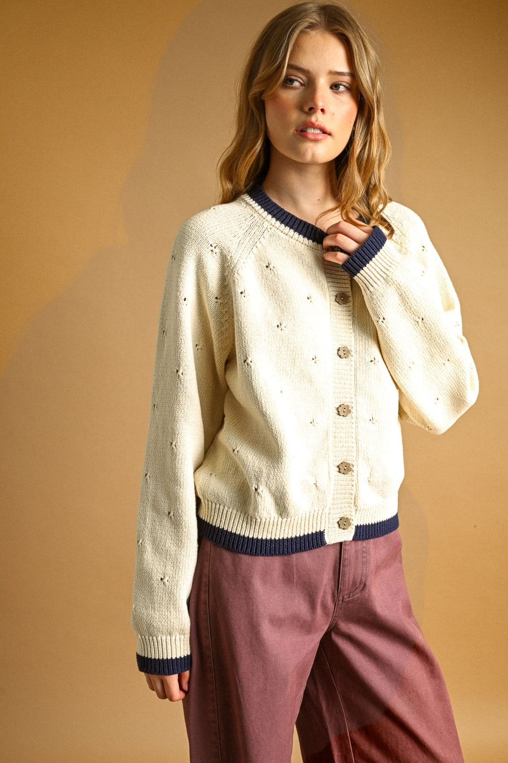 Ivory Pointelle Cardigan